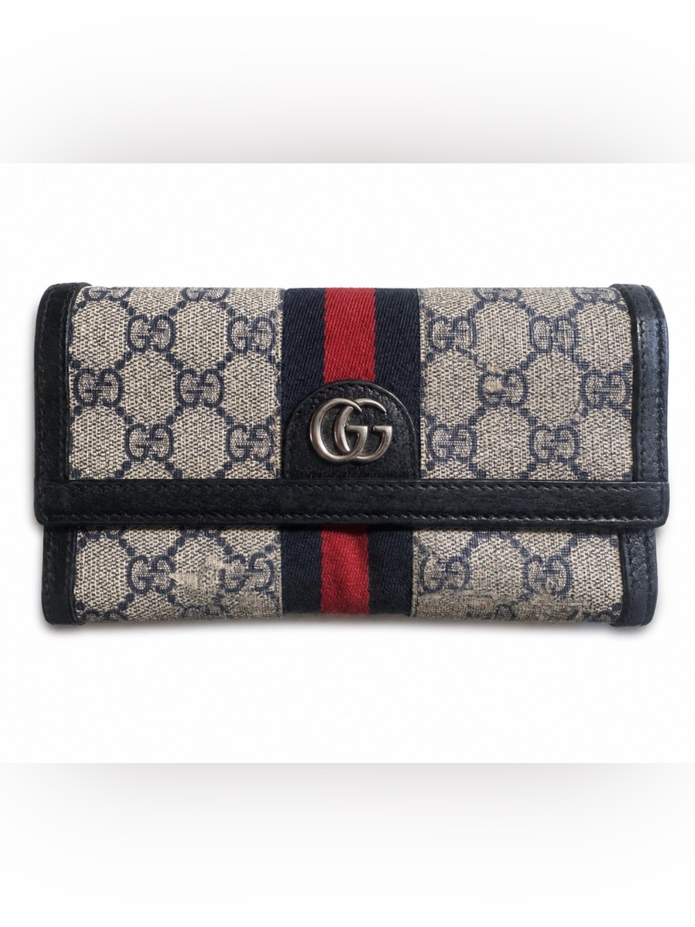 Gucci Ophidia GG Supreme Web Stripe Continental Wallet
